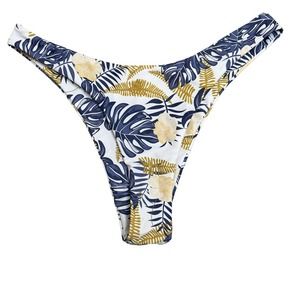 Shein Womens High Rise Bikini Bottom Floral Hawaiian Blue White Stretch Large